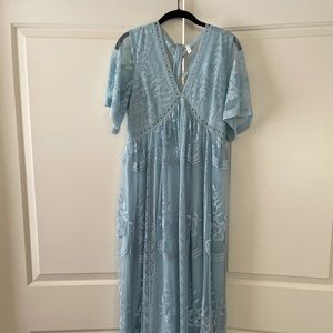 PinkBlush blue lace maternity maxi dress